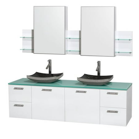 72 In Double Sink Vanity With Medicine Cabinet In Glossy White