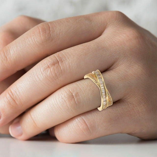 UPOUART Anillo Ajustable Dorado Con Geométrico Y Pedrería Para Mujer