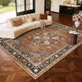 thumbnail image 6 of Toyoso 8x10 Large Traditional Area Rug, Bordered Geometric Silicone Carpet, Durable Washable Non Slip Large Floor Decor for Dining Room and Family Space, 0.25 inch Stain Resistant Rug, Brown Rust, 6 of 7