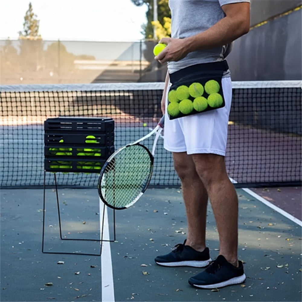 2pcs Mesh Waist Hip Ball Pouch Holder for Women & Men,Tennis Pickleball Balls Accessory, Tennis Ball Bag Pouch Carrier for Trainer,Coach,Enthusiast（black）