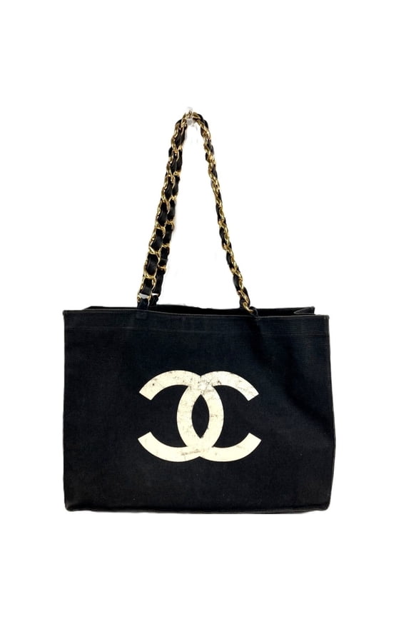 Pre-Owned CHANEL logo CC Coco mark bag, tote shoulder double chain, chain canvas, men's,...