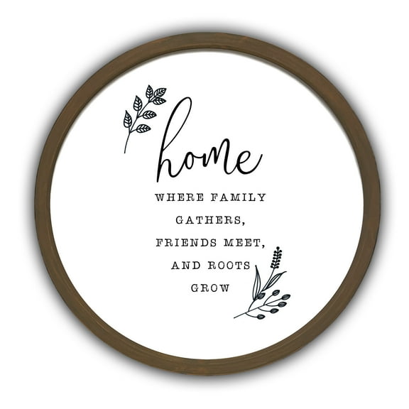 Creative Products Family Gathers 20 x 20 Round Brown Framed Print