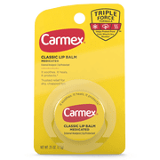 Carmex Classic Medicated Lip Balm Jars For Dry Chapped Lips Triple Force Formula .25 Oz.,Each,(4 Pack)