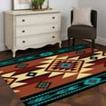 thumbnail image 4 of Turquoise Red Area Rug 3x5 FT, Non Slip Entryway Bedside Carpet, Southwest American Native Abstract Pattern Washable Soft Floor Carpet Indoor Mat Non-Shedding Throw Rug for Dorm Kitchen Home Office, 4 of 9