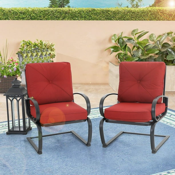 Mf Studio 2 Pieces Patio Dining Chairs Outdoor Metal Furniture With Armes And Red Cushions Suitable For Garden Backyard Com Mf Studio 2 Pieces Patio Dining Chairs, Kohls Outdoor Furniture Covers