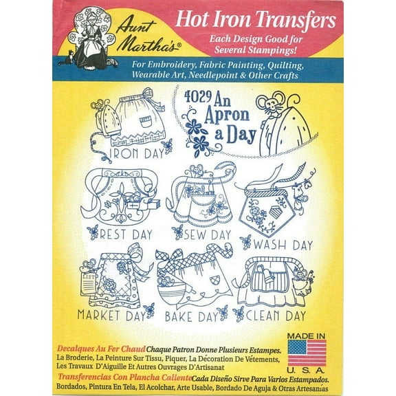 An Apron A Day Aunt Martha's Hot Iron Embroidery Transfer