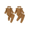 thumbnail image 2 of Gupgi Infant Girl Fall Outfits Baby Floral Print Crew Neck Long Sleeve Ribbed Romper Long Pants Headband 3Pcs Clothes Set, 2 of 9