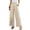 Beige, variant on Gealkoca Womens Linen Pants Wide Leg Women's Embroidery Pants Pocket Elastic Waist Pants, Black_XL