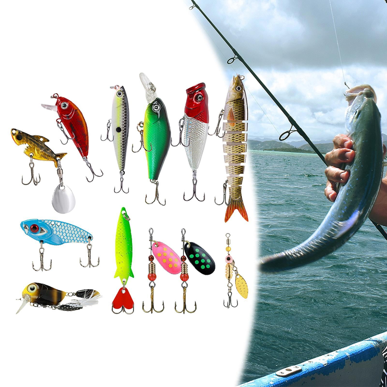 Wswqop 12x Fishing Lures, Hard Baits, for Saltwater Freshwater Fishing Tackle Simulated