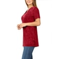 thumbnail image 2 of J. METHOD Women’s Mineral Wash Short Sleeve V-Neck Comfy T Shirts Casual Hip Length Top NEWT398 Cabernet 3XL, 2 of 5