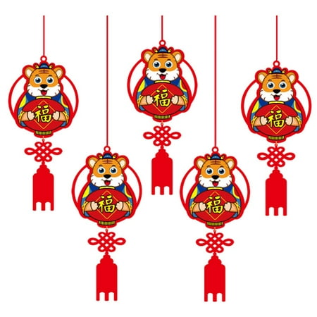 

HOTYA 2022 Tiger Year Hanging Ornament Chinese Knot Tiger Blessing Pendant for New Year Spring Festival Door Window Wall Decor