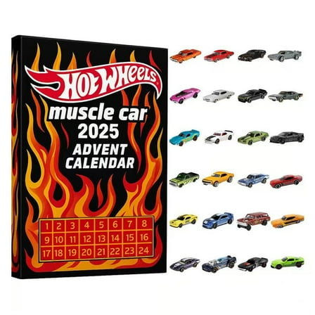 Muscle Car Hot Wheel Advent Calendar 2025 2026 Christmas Halloween Figures Party Favors Countdown Tree Ornaments Stocking Gifts Collectible Doll Vacation Stuffers 24 pcs