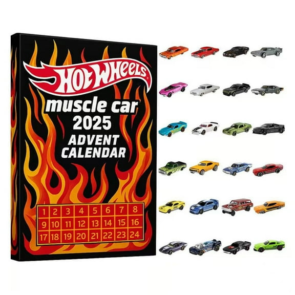 Muscle Car Hot Wheel Advent Calendar 2025 2026 Christmas Halloween Figures Party Favors Countdown Tree Ornaments Stocking Gifts Collectible Doll Vacation Stuffers 24 pcs
