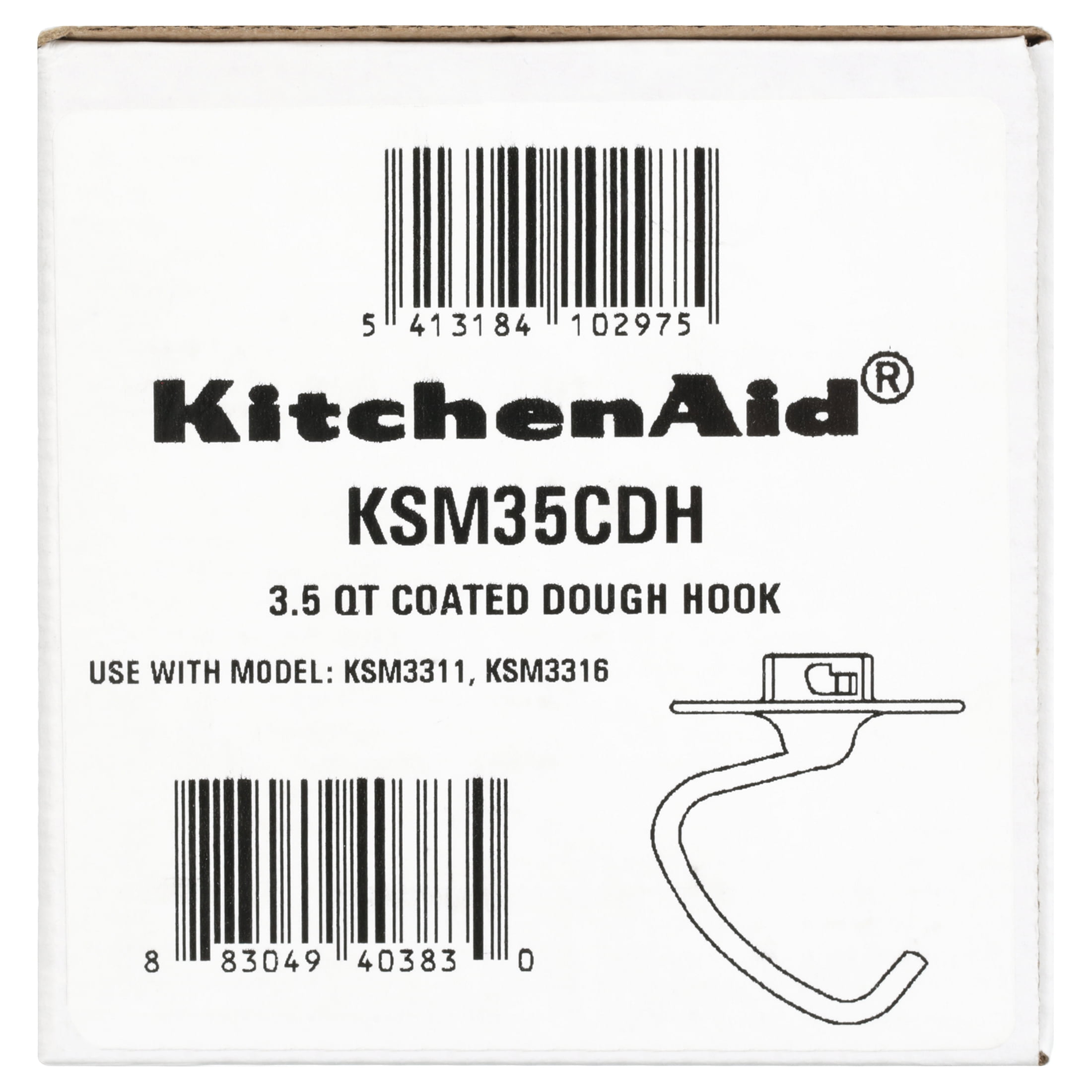 KitchenAid® 3.5 Quart Coated C-Dough Hook (KSM35CDH) 