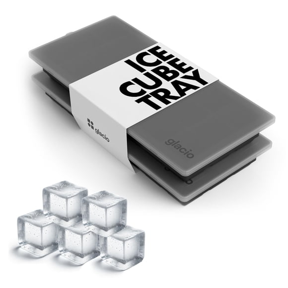 Bandeja para cubitos de hielo glacio pequeña de silicona con tapas, sin BPA, juego de 2