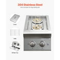 thumbnail image 2 of KFFKFF Double Side Burner with Lights Propane Built-in Side Burner 2*17000 BTU Nature Gas Burners Stainless Steel For BBQ Outdoor, 2 of 9