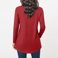 thumbnail image 4 of Womens Long Sleeve Shirt Crew Neck Casual Top Basic Blouse Fall Fashion Loose Fit Tunic Elegant Y2K Style Outfits Red XL, 4 of 5