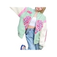 thumbnail image 3 of Veste de Baseball Surdimensionnée pour Femmes, Décontractée, à Manches Longues, Blouson Bomber, Chandail Universitaire, 3 of 6