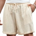 thumbnail image 2 of CHGBMOK Mens Solid Trendy Textured Shorts Elastic Waist Drawstring Casual Shorts Lightweight Breathable Summer Beach Shorts, 2 of 5