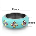 thumbnail image 2 of Luxe Jewelry Designs Blue Stainless Steel Women's Ring with Light Rose Crystals - Size 9 (Pack of 2), 2 of 4
