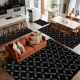 thumbnail image 5 of 3x5Ft Area Rugs Black Morocco Non-Skid Rubber Backing Large Rectangle Rugs - Living Room Bedroom Home Office, Geometric Leaf Diamond Lattice Abstract Indoor Floor Mat Carpets Washable Rug, 5 of 9