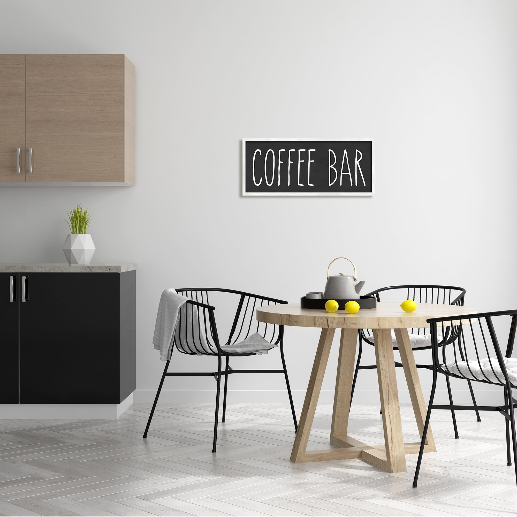 Stupell Industries Coffee Bar Casual Text Typography Kitchen Sign Graphic Art White Framed Art Print Wall Art, Design by Lettered and Lined