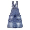 thumbnail image 2 of KIDSCOOL SPACE Girls Denim Skirt,6-14T Little Ripped Raw Edge Jean Summer Overall Dress,Deep Blue,13-14 Years, 2 of 7