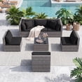 thumbnail image 6 of Costway 7PCS Patio Rattan Furniture Set Sectional Sofa Cushioned Garden Black, 6 of 12