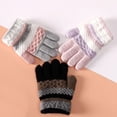 thumbnail image 3 of Kids Knit Split-Finger Gloves, Fleece Lined, 38 Years, Elastic Cuffs, Striped, 3 of 7