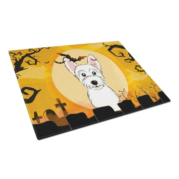 Carolines Treasures Halloween Westie Glass Cutting Board Large 12H x 16W multicolor