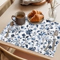 thumbnail image 3 of Spring Floral Placemats Set of 1, Dark Blue Flower Green Leaves Watercolor Farmhouse Non-Slip Place Mats Washable Table Mats for Kitchen Dining Table Decorations Indoor/Outdoor, 3 of 9