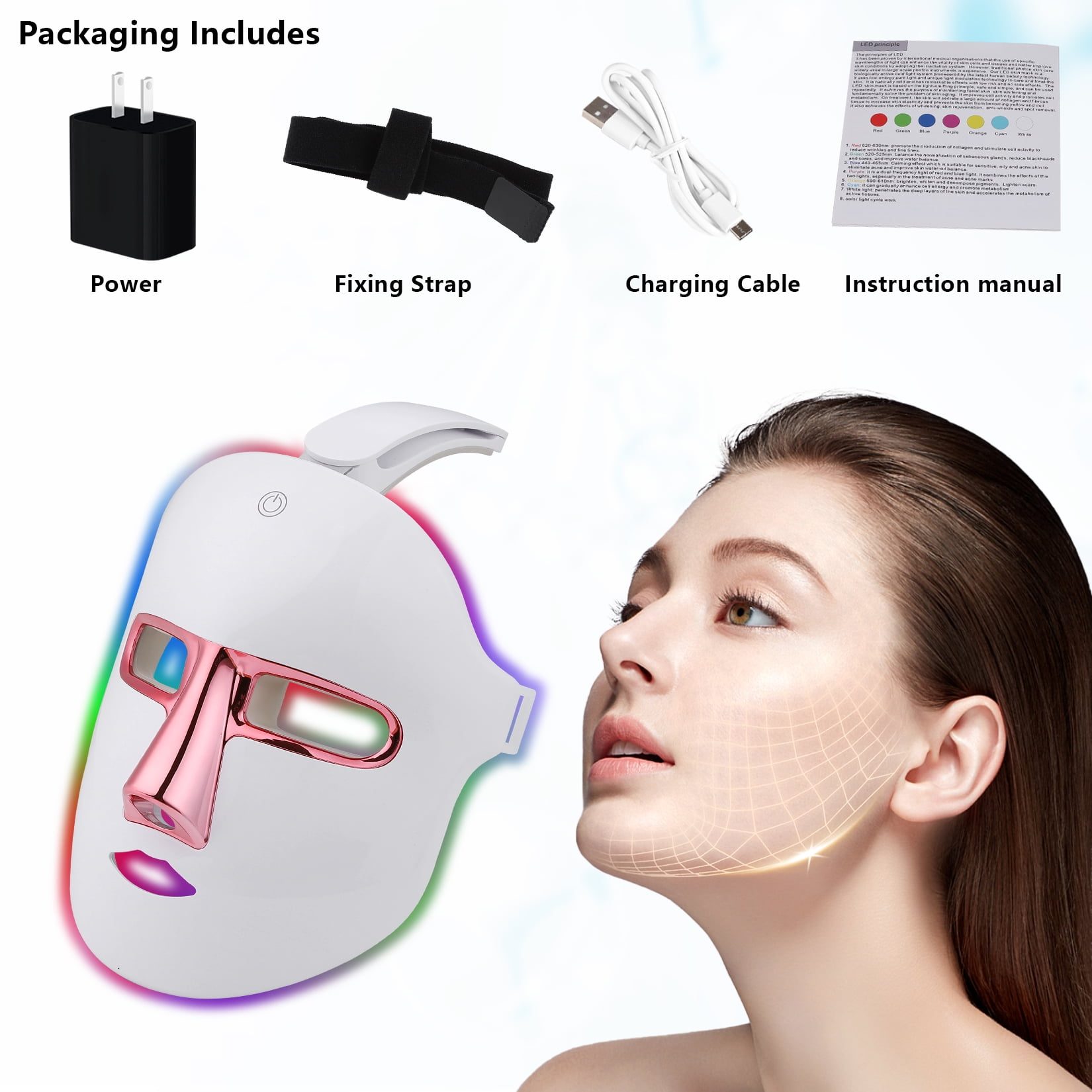 DGYAO 7-Color LED Light Therapy Face Mask | Daily Facial Skin Care