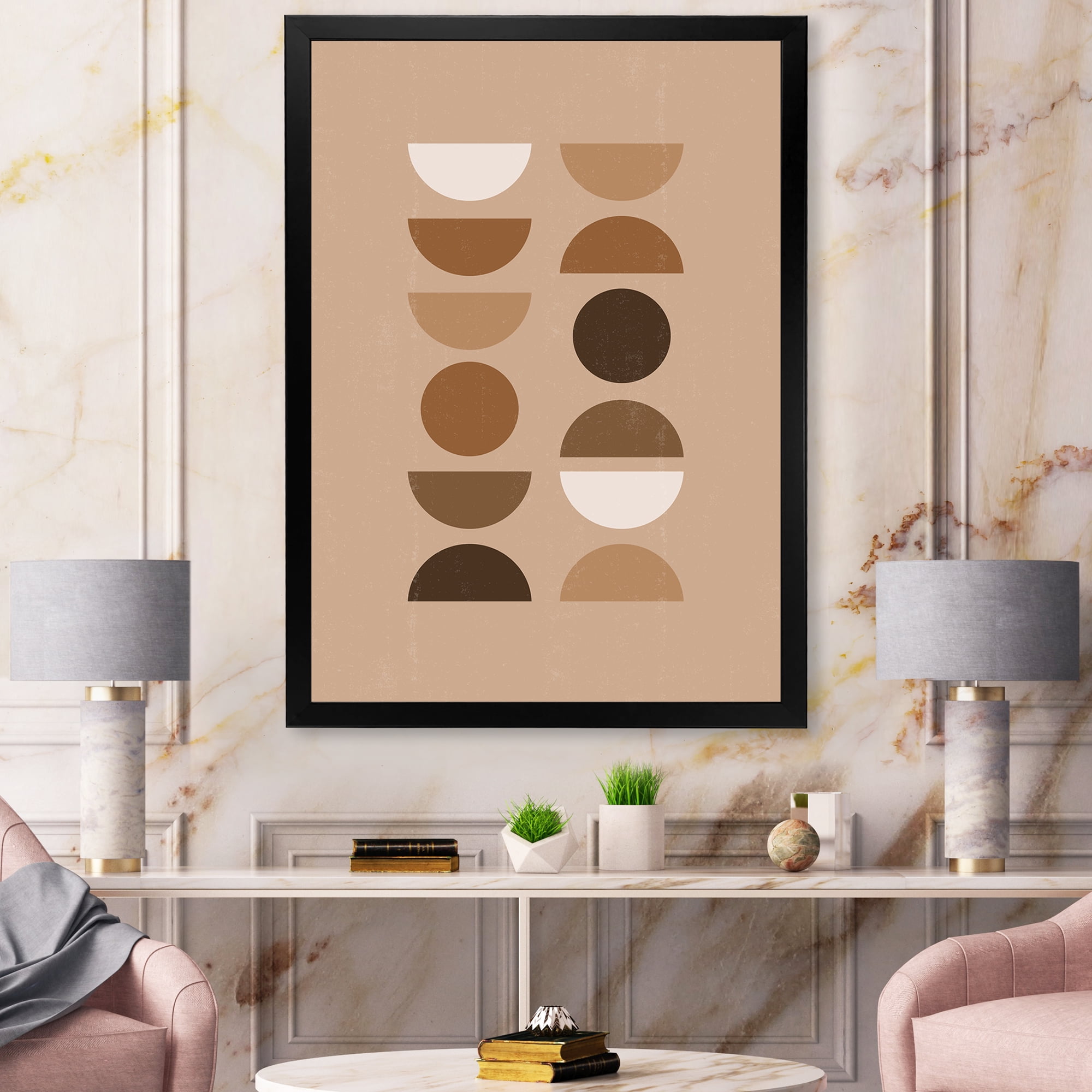 Designart 'Abstract Moon and Sun Geometric Print II' Modern Framed Art Print