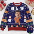 thumbnail image 2 of Suéteres de punto navideños feos con personajes/mascotas personalizados y fotos personalizadas, jerséis de regalo de Navidad, tops para parejas, fiestas, unisex, informales, 8, 2 of 5