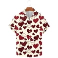 thumbnail image 2 of biudgviw Big and Tall Shirts for Men Valentine's Day Print Short Sleeve Tops Lapel Button Down Fashion Loose Graphic Tees S-5XL, 2 of 5