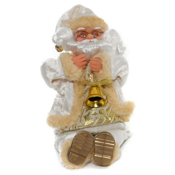 EeaseMX Muñeco de Papá Noel sentado Muñeca de regalo de Navidad Juguetes de franela Decoración de mesa de Navidad (blanco cremoso)