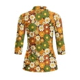 thumbnail image 3 of Uorisanigo Cute Hippie Flower Womens 3/4 Sleeve Golf Shirts Soft Fashionable Quick Dry Athletic Polo Shirts Versatile Zipper Neck Tennis Tops Outing Wear for Workout Sports Size XL, 3 of 7