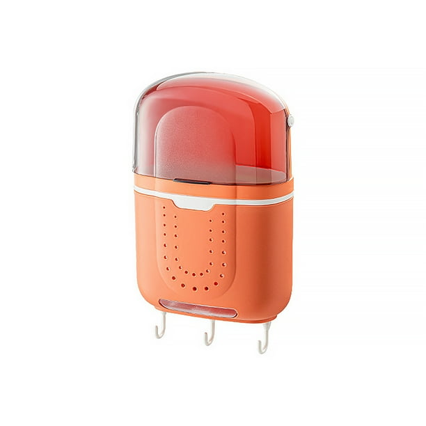 Palillos de drenaje de drenaje Punch-Free 3 compartimentos abrochable desmontable autoadhesivo almacenamiento organizador contenedor con tapa naranja Vogacara HA011979-03B