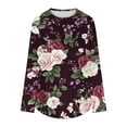 thumbnail image 6 of JTZGDY Western Shirts for Women Ethnic Floral Printed Long Sleeve Crew Neck Pullover Sweatshirts Loose Fit Casual Graphic Tunic Tshirt Tops Wine XL, 6 of 9
