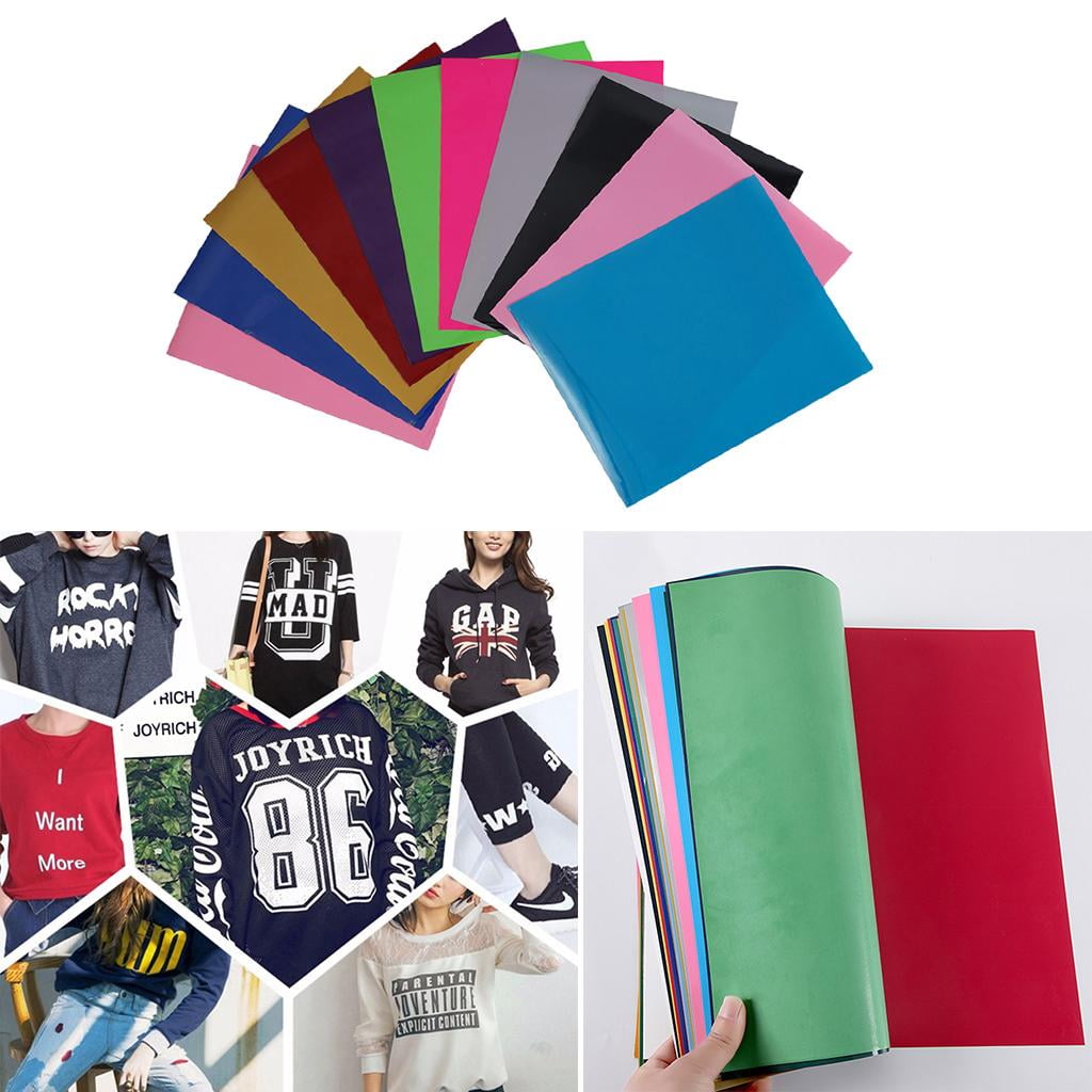 GUOOL 11Pieces PU Heat Transfer (HTV) Colored Printable HTV Heat Press for Other Fabrics Leather Pape , Easy to Cut, & Press