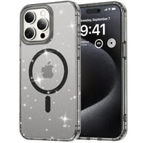 Feishell Magnetic for iPhone 14 Plus Case, for Women Girls, [Compatible with MagSafe] Clear Glitter Cover Slim Transparent Shockproof Bling Transparent Phone Case for iPhone 14 Plus,Black