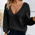 thumbnail image 5 of Abomasnow Womens Pullover Sweaters Casual Long Sleeve V Neck Knit Tops Fall Winter Off The Shoulder Backless Knitwear S-XL, 5 of 8