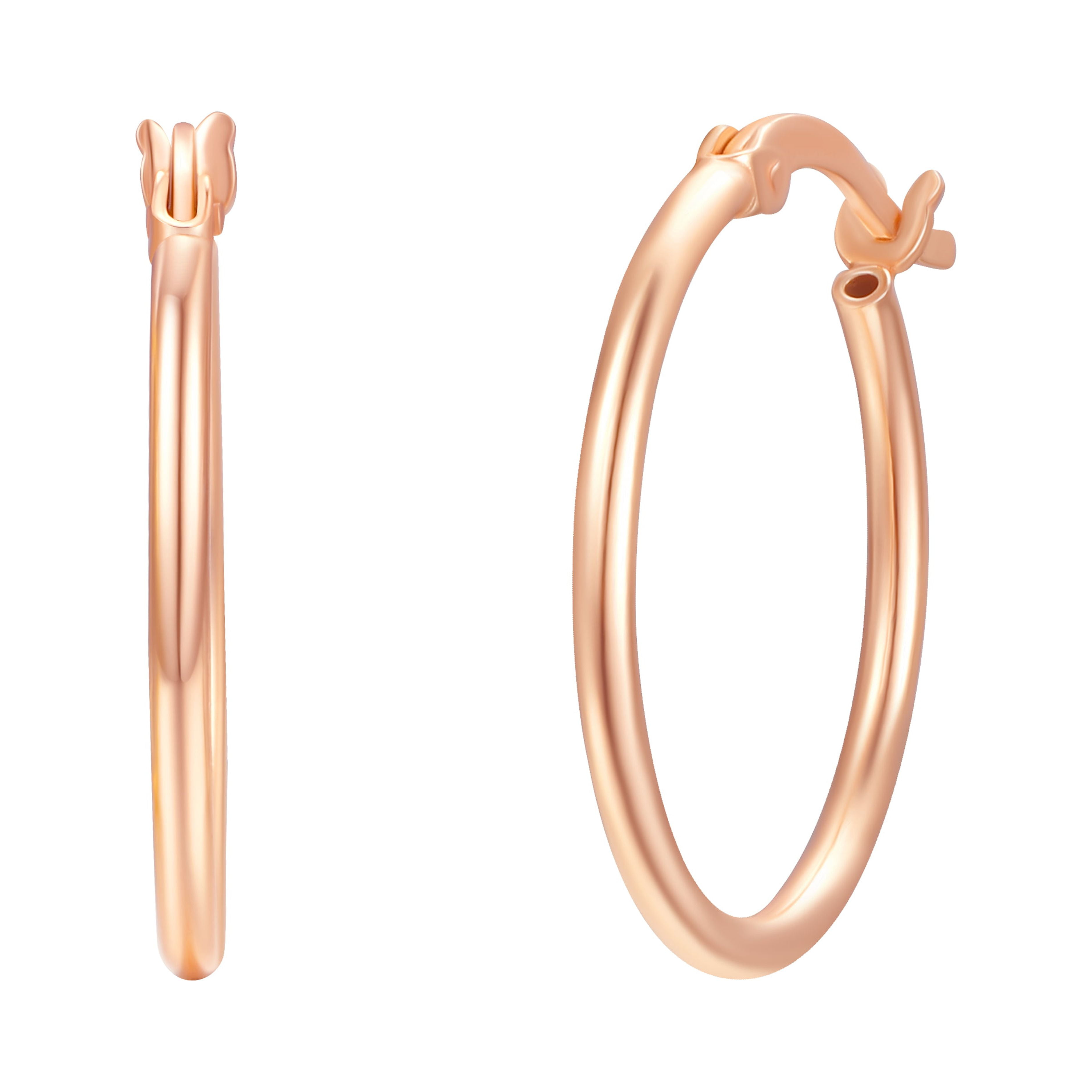 Brilliance Fine Jewelry 3 Tone Hoop Earring Set in 14K Rose Gold/Gold Plated Sterling Silver 20MM