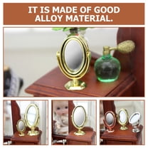 PBPBOX Cute Compact Mirror Mini House Prop Oval Alloy Doll House Supplies 1Pcs