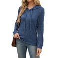 thumbnail image 2 of Qaspx Hoodies for Women Lightweight Hooded Sweatshirts Long Sleeve Shirts Fall Knit Tops, 2 of 5