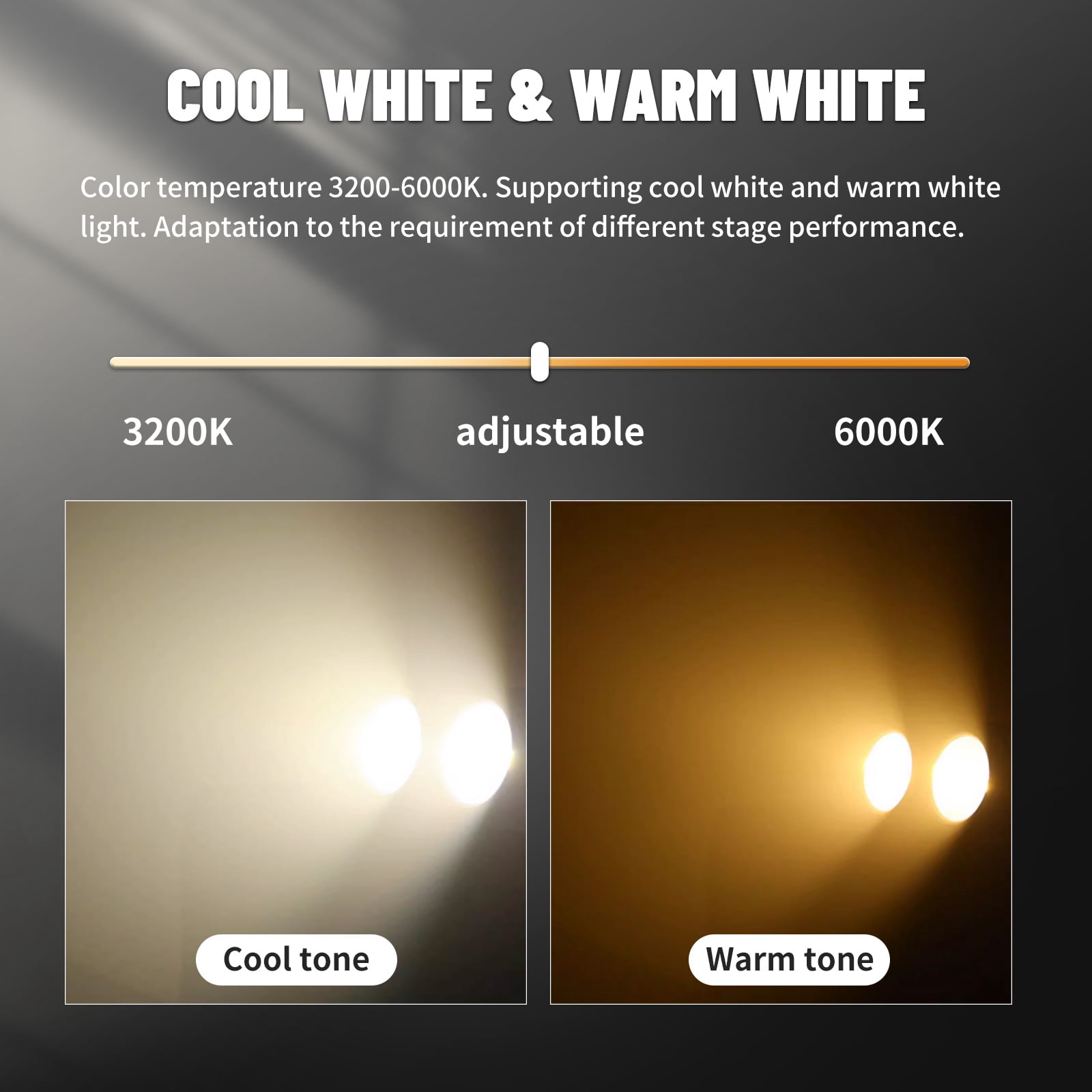 200W Blinder Stage Lights, 2-in-1 Warm & Cool White COB Spotlights, LED Par Lights with Auto/Sound/DMX/Master-Slave Audience Light for Events Wedding Theater Church