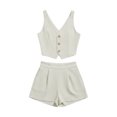 thumbnail image 5 of Women's 2 Piece Business Casual Outfits Summer Button Up Cropped Blazer Vest and Tailored Shorts Set White XL(XL), 5 of 5