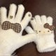 thumbnail image 4 of 2025 Korean Style Autumn Winter Retro Plaid Cat Gloves Faux Mink Fleece Warm Fingerless Mittens Wood Button Bow Outdoor Cold Protection Multiple Desig, 4 of 5