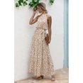 thumbnail image 2 of Mengpipi Summer Floral Dresses for Women Sleeveless Maxi Dress Loose Sundress with Belt, Beige-M(US 6), 2 of 6