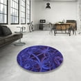thumbnail image 4 of Ahgly Company Machine Washable Indoor Square Transitional Midnight Blue Area Rugs, 4' Square, 4 of 7